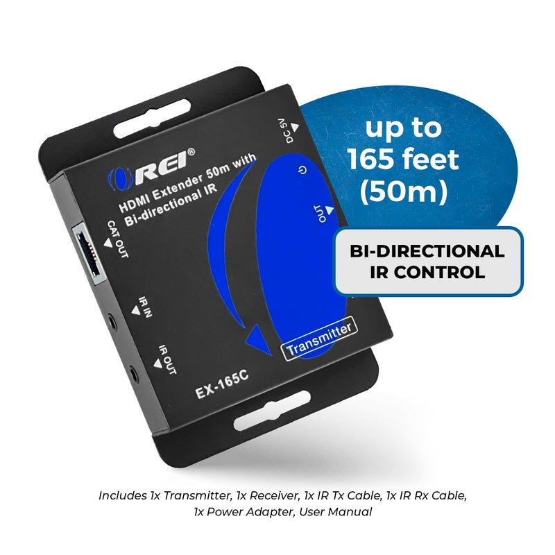 OREI HDMI over Ethernet Extender over Cat6/Cat7 Cable upto 165 Feet 1080p, Full HD, Local Loop Out Option, with IR Control EDID POC Function Transmitter and Receiver (EX-165C) - Image 4